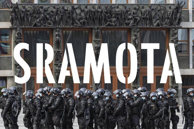 Odmev na politična dogajanja v Sloveniji je fotomonografija Sramota